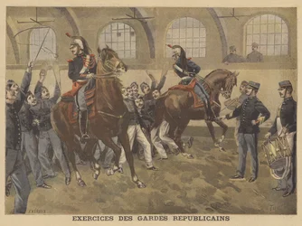 Franske republikanske garder udfører ridetræningsøvelser